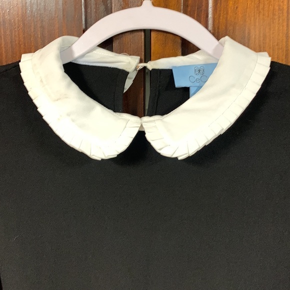 CeCe Black Long Sleeve Color Block Pleated Collar Top size small - Picture 5 of 13